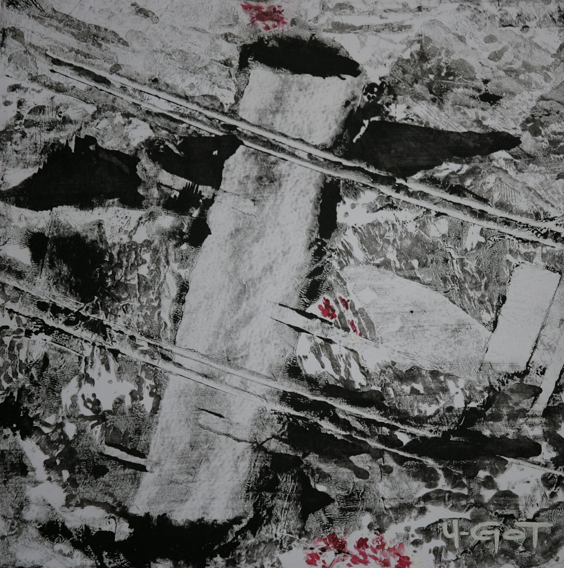 Huiles N&B + traces de couleurs – U-Got N°212 Janvier 2023 17×17 cm VENDU