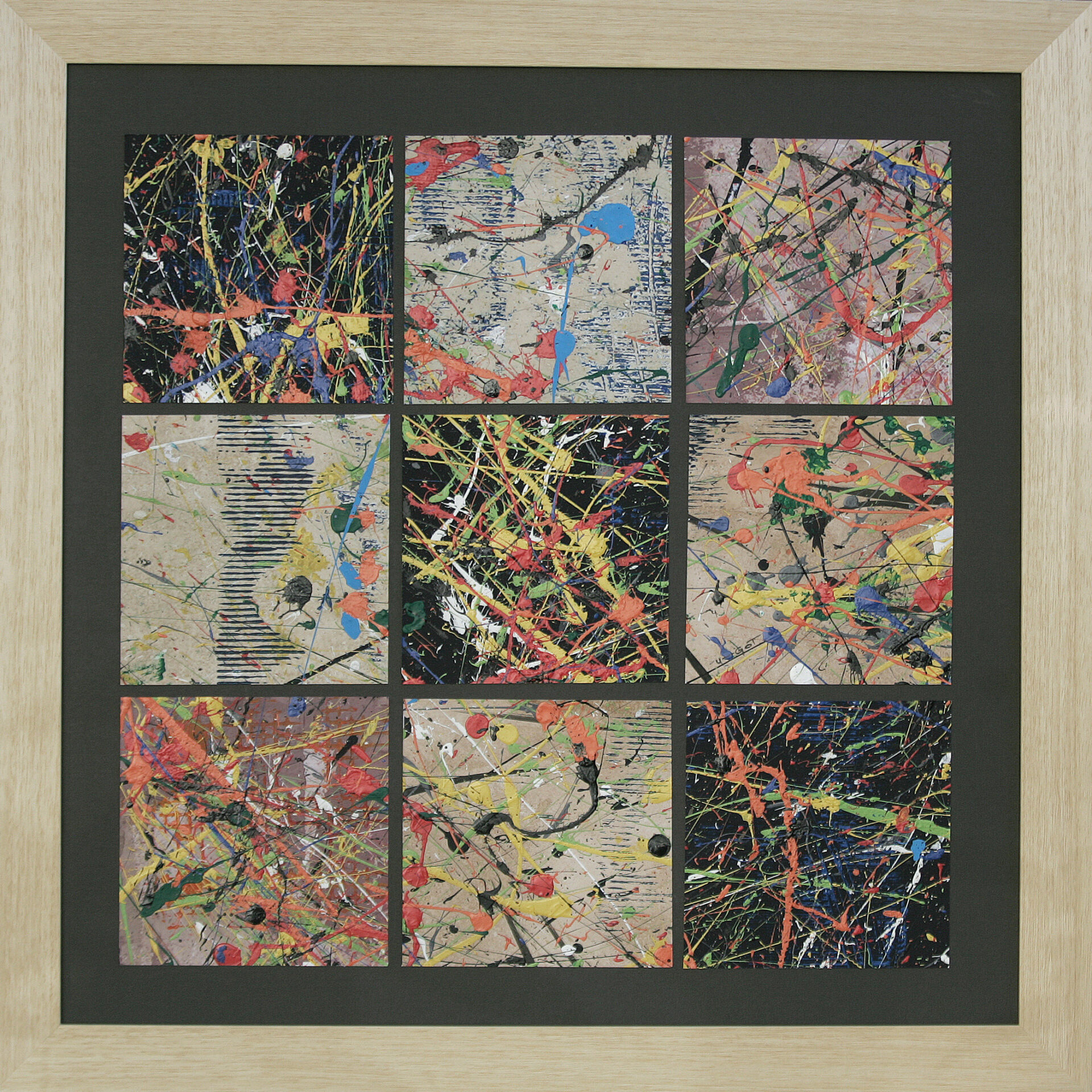 Acryliques – Drippings – U-Got N°114 65×65 cm encadré