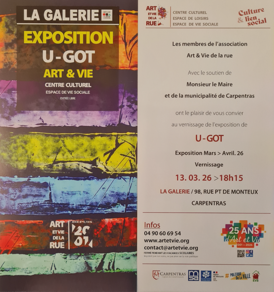 INVIT EXPO ART ET VIE LA GALERIE CARPENTRAS